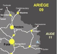 Carte de l'Arige, Carte Arige,  Carte du dpartement de l'Arige, Ariege, 09,