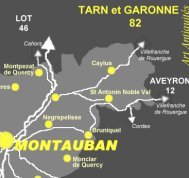Carte du Tarn et Garonne, Tarn et  Garonne, 82,